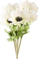 Set van 8x stuks kunstbloemen Anemoon takken 47 cm wit - boeket