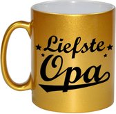 Liefste opa tekst cadeau mok / beker - 330 ml - goudkleurig - kado koffiemok / theebeker