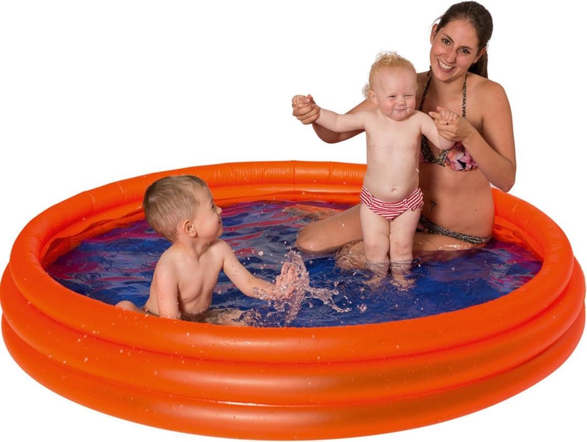 Oranje opblaasbaar zwembad 175 x 31 cm speelgoed - Rond zwembadje - Pierenbadje - Buitenspeelgoed voor kinderen