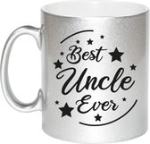 Zilveren Best Uncle Ever cadeau koffiemok / theebeker 330 ml