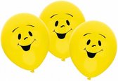 12x stuks gele Party ballonnen smiley emoticons thema - Verjaardag feestartikelen/versiering