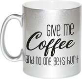 Give me coffee zilveren cadeau mok / beker 330 ml