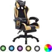vidaXL - Racestoel - met - RGB - LED-verlichting - kunstleer - goudkleurig - en - zwart
