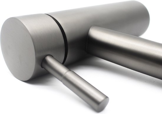 Mitigeur Lavabo Courbé Gris | Gun Metal | Bec bas