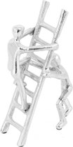 Decoratie beeld metaal ladder zilver