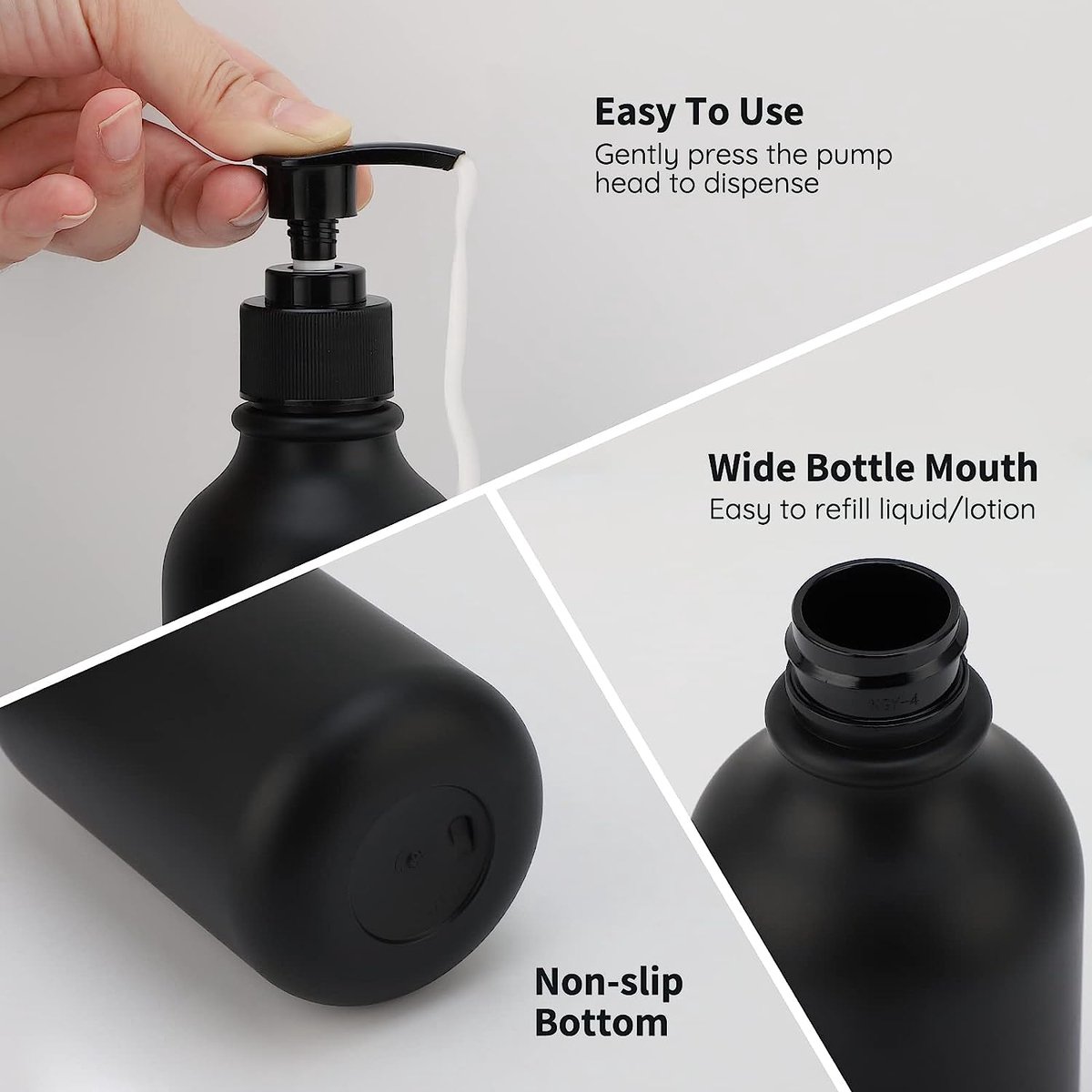 Zeepdispenser zwart mat, moderne zeepdispenser glas 350 ml Zeepdispenser zwart mat, moderne zeepdispenser glas 350 ml