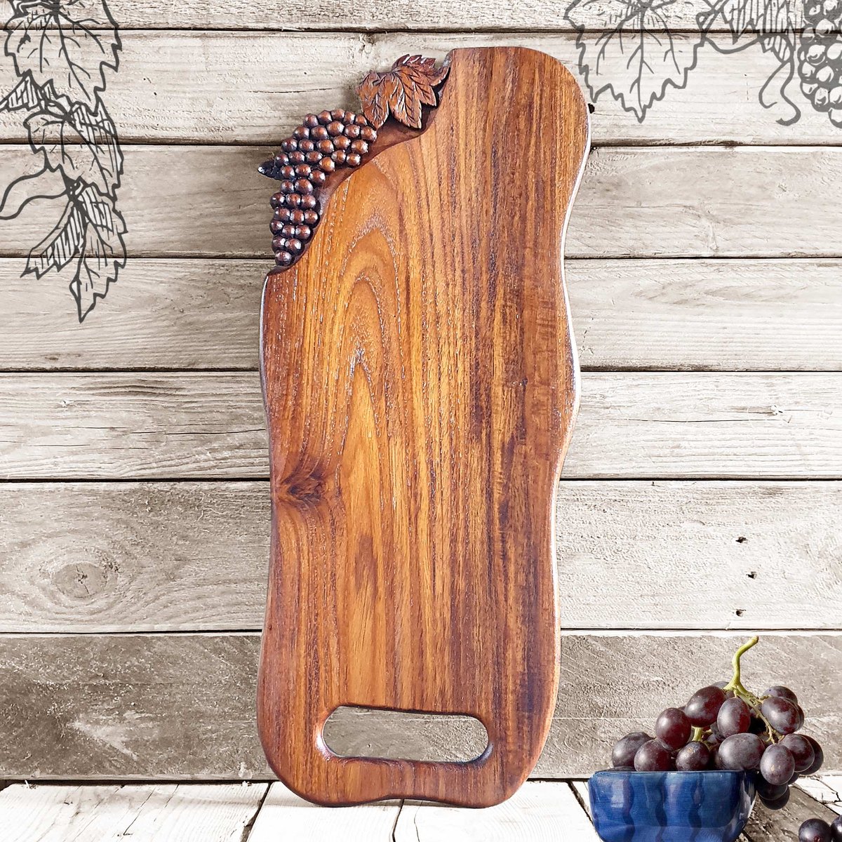 Gesneden houten Snijplank - borrelplank - tapasplank ‘Wave’ 37 cm