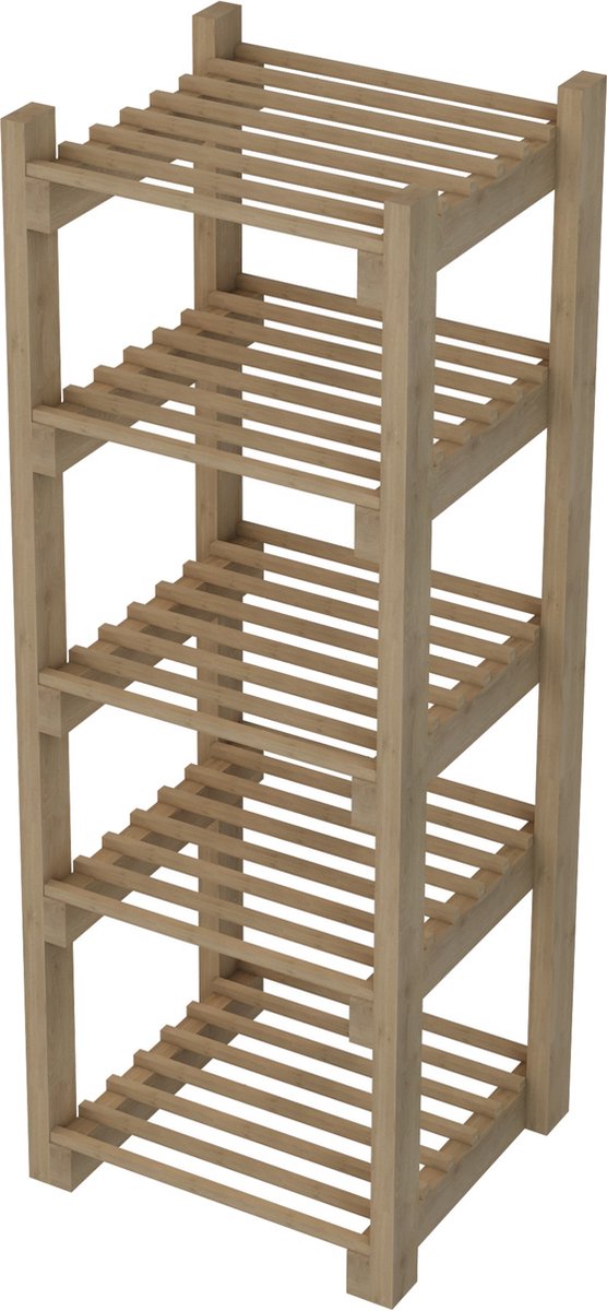 Deluxe Badkamermeubel Lyon - Met 5 Planken - 90x30x295cm - Houtkleurig - Gemaakt van Natuurlijk Hout - Luxe Look