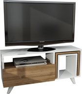 TV Meubel - Stijlvol Walnoot & Wit Design - 90x51x29,5 cm - Duurzaam Melamine Materiaal
