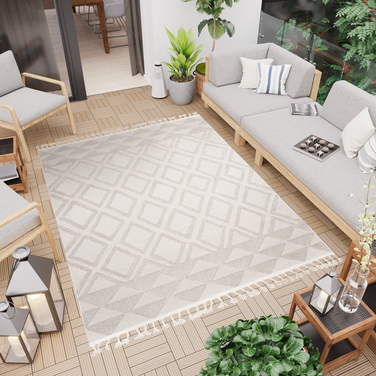 Tapiso Timber Vloerkleed Outdoor Tapijt voor Binnen en Buiten Maat- 140x200
