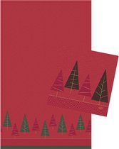 Kerstdiner tafelversiering set 2x st - tafelkleed en servetten- rood