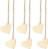 PartyDeco étiquettes cadeaux coeur en bois - lot de 50 pièces - marron - 6 x 5 cm - étiquettes naam
