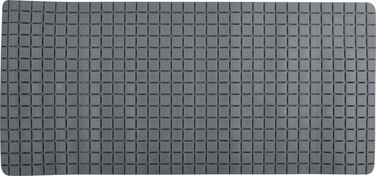 MSV Douche/bad anti-slip mat badkamer - rubber - grijs - 76 x 36 cm - met zuignappen