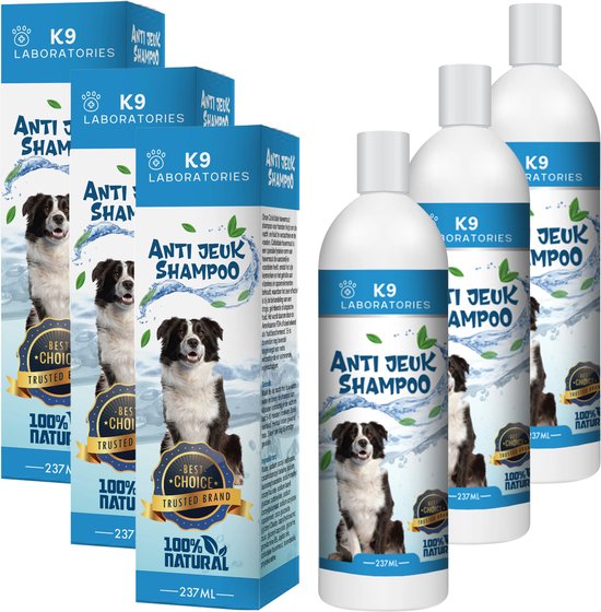 Foto: K9 laboratories anti jeuk shampoo voor honden set van 3 tegen jeuk gevoelige huid huidinfecties hond lavendel jojoba 711 ml