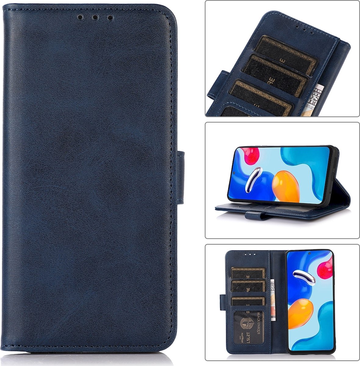 Mobigear Telefoonhoesje geschikt voor Apple iPhone 15 Hoesje | Mobigear Wallet Bookcase Portemonnee | Pasjeshouder voor 3 Pasjes | Telefoonhoesje voor Pinpas / OV Kaart / Rijbewijs - Blauw