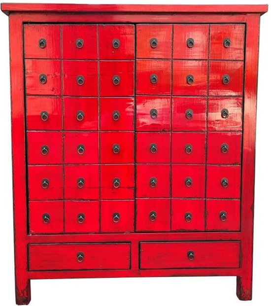 Ladenkast DKD Home Decor Rood Orientaals Olmenhout (102 x 42 x 120 cm)