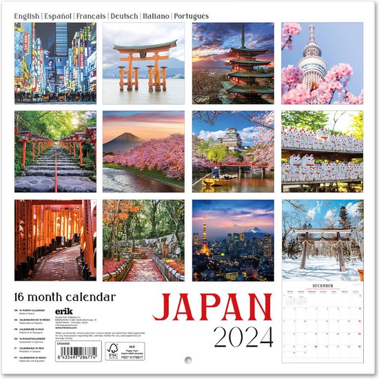 Calendrier marque-pages 2024 Japon