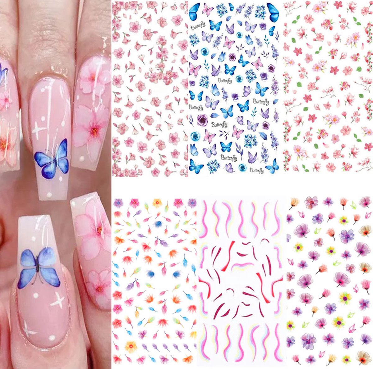 Goedkoopste RENALUX - Nagelstickers - Nagelstickers Velletjes - 3D Nail Art Stickers - Nail Art Set Tools - Nagelstickers Meisjes - Nagelstickers Nail Art - Nagelstickers Bloemen Goud - Nagel Decoratie - Fairy - 6 Vellen