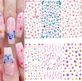 RENALUX - Nagelstickers - Nagelstickers Velletjes - 3D Nail Art Stickers - Nail Art Set Tools - Nagelstickers Meisjes - Nagelstickers Nail Art - Nagelstickers Bloemen Goud - Nagel Decoratie - Fairy - 6 Vellen