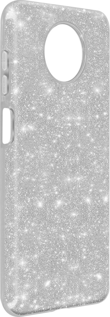 Geschikt voor Xiaomi Redmi Note 9T 5G hoes Glitter Verwisselbaar Semi-rigide Zilver