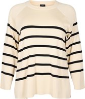 ZIZZI MCHERRY, L/S, STRIPE PULLOVER Dames Blouse - Beige - Maat S (42-44)