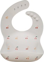 Bavoir bébé Mushie en silicone avec plateau de collecte | Cerises | Sans phtalate BPA| lavable