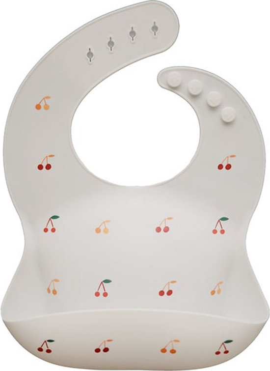Bavoir bébé Mushie en silicone avec plateau de collecte, Cerises, Sans  phtalate BPA