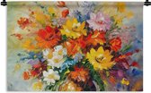 Wandkleed - Wanddoek - Bloemen - Kleurrijk - Olieverf - Bloempot - 150x100 cm - Wandtapijt