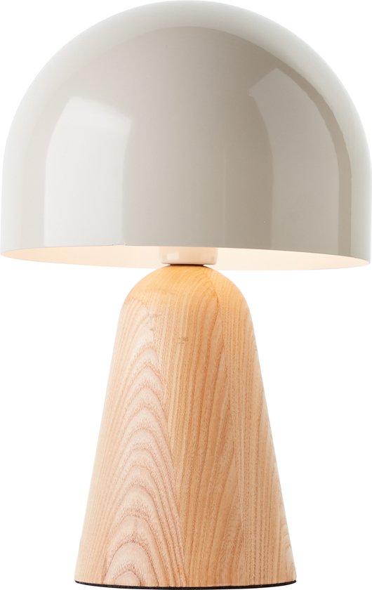 Brilliant Nalam tafellamp 31cm licht hout/grijs metaal/hout snoer schakelaar 1x D45, E14, 40 W, Geschikt voor hanglamp (niet inbegrepen)