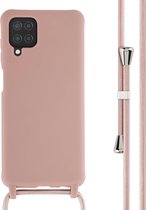 iMoshion Hoesje Geschikt voor Samsung Galaxy A12 Hoesje Met Koord - iMoshion Siliconen hoesje met koord - roze