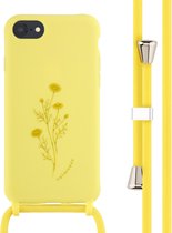 iMoshion Hoesje Geschikt voor iPhone SE (2022) / SE (2020) / 8 / 7 Hoesje Met Koord - iMoshion Siliconen design hoesje met koord - Geel / Flower Yellow