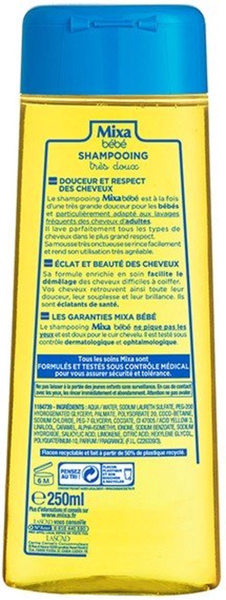 MIXA BÉBÉ SHAMPOING - FORMAT MAXI - DOUX - ADULTES - BÉBÉS - NON COLLANT  YEUX 