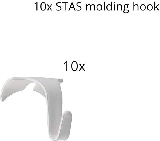 STAS kantlathaak haak - 10x kantlathaak, 10x perlon koord met lus, 10x smartspring - Chroom 10x / 200cm - Chroom 10x / 200cm
