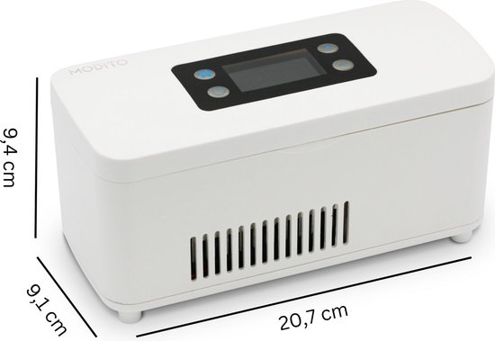 MODITO insuline koelkast - medicijn koelbox - 8 uur batterij - LCD scherm - wit van Merkloos — afbeelding 5