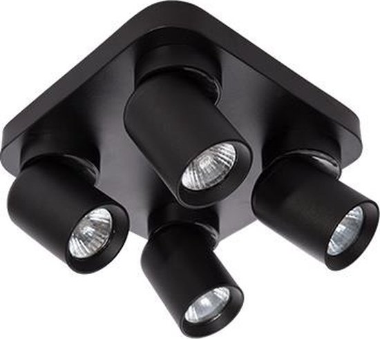 LED plafondlamp - 4x GU10 spot - Draaibaar - Zwart