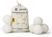 Xaptovi 6 stuks Drogerballen - Droger ballen - Drogerballen voor Wasdrogers - Droogballen - met opbergzakje - Wasdrogerbollen - Energiebesparend - Duurzaam Cadeau - Wasballen - Herbruikbaar - 100% Nieuw Zeelandse Schapenwol