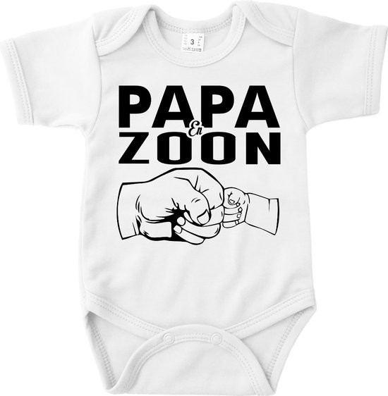 Cadeau Papa Fils - Barboteuse Vaderdag Fête des Pères - Taille 68 - Couleur Wit - 100% Katoen