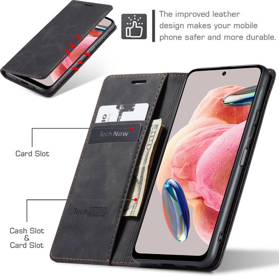 Etui Xiaomi Redmi Note 12 4G - Etui Livre Cuir Slimline Zwart
