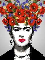 Fotobehang - Vlies Behang - Frida Kahlo Vrouw met Bloemen - Kunst - 206 x 275 cm