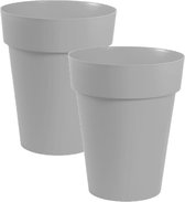 2x stuks bloempotten Toscane kunststof grijs D44 x H53 cm - 50 liter - Potten/plantenpotten