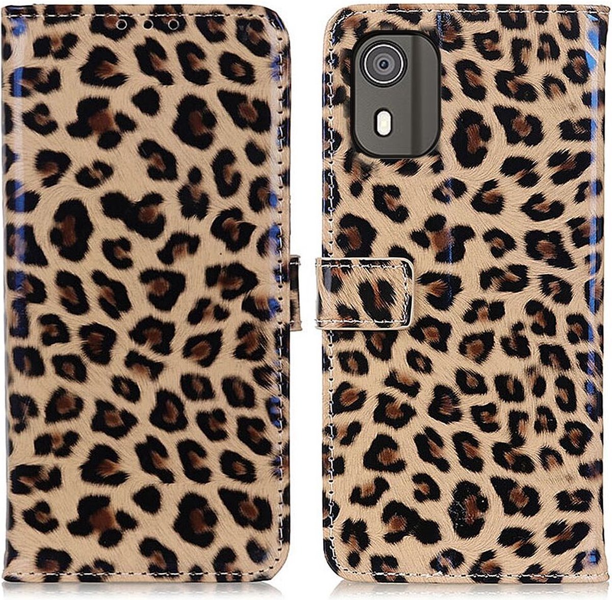 Nokia C02 Hoesje Portemonnee Book Case Luipaard Print