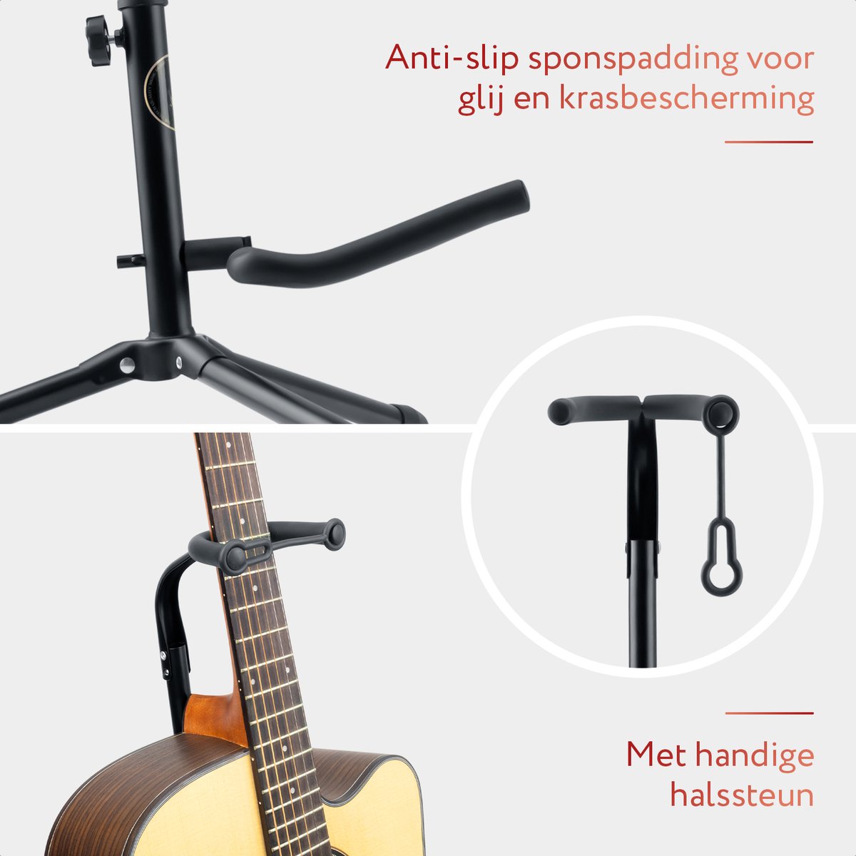 RZiioo Support de Guitare - Support de Sol en Aluminium Pliable réglable  pour Tous Les Types de Guitares et de Basses Support Facile à Transporter