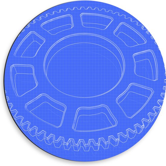 Dibond Muurcirkel - Blauwdruk van Autoband - 50x50 cm Foto op Aluminium Muurcirkel (met ophangsysteem)