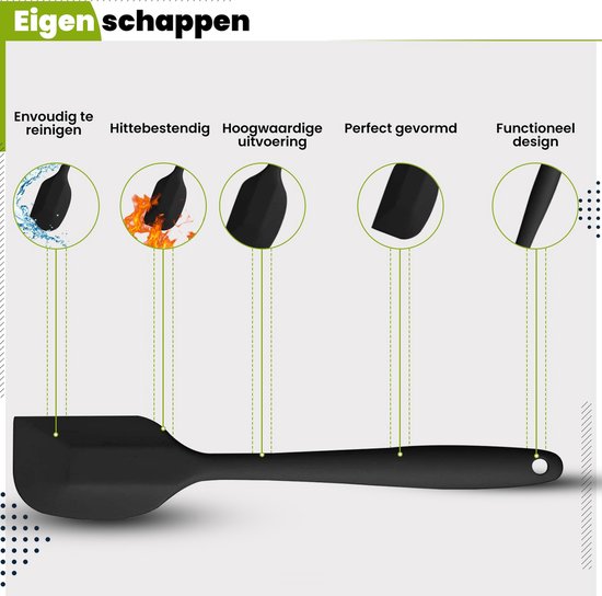 HI NATURE™ Spatel set van 5 stuks - Spatel silicone - Siliconen spatel set - Spatelset - keukengerei set - Keukenspatel | Hittebestendig - Vaatwasserbestendig | Bakspaan -... - Afbeelding 8