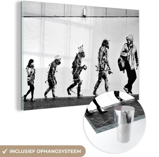 Peinture sur verre - Street art - Évolution - Personnes - Femme - Peinture sur verre - 120x80 cm - Photo sur verre