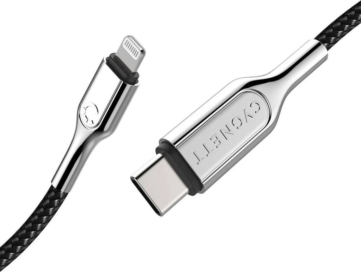 Cygnett Armoured Braided Lightning to USB-C Kabel 10cm - Zwart