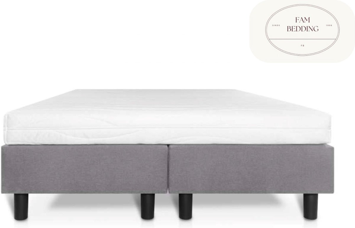 FAM BEDDING 2 Persoons Boxspring Studio Luxe Pocketvering HR matras Grijs 140x220