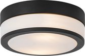 QAZQA flavi - Moderne Plafondlamp voor buiten - 2 lichts - Ø 23 cm - Zwart - Buitenverlichting