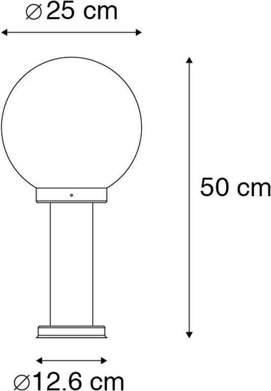QAZQA sfera - Moderne Staande Buitenlamp | Staande Lamp voor buiten - 1 lichts - H 50 cm - Zwart - Buitenverlichting - QAZQA
