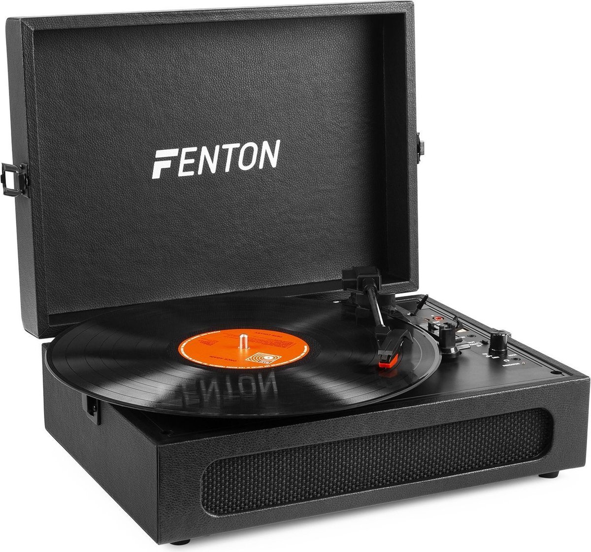 Retro Platenspeler Bluetooth in & out - Fenton RP118 - model 2023 - Geschikt voor alle platen - Ingebouwde speakers - Zwart